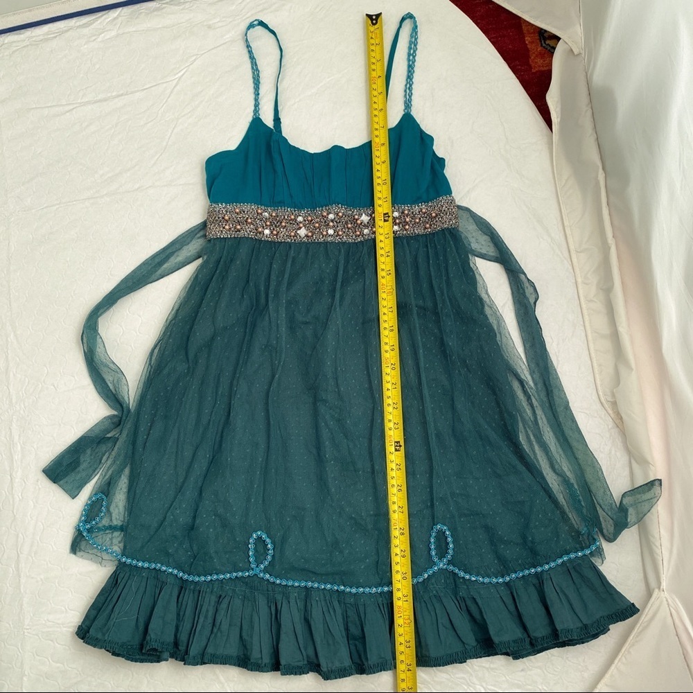 Free People Princess Voile teal babydoll empire waist dress 6 - Picture 11 of 12